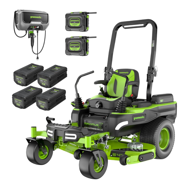 1 Greenworks 54in 80V Zero-Turn Riding Lawn Mower MaximusZ Fast Charging with (2) 16.0Ah + (4) 6.0Ah Batteries & 1.5kW Charger - Image 1