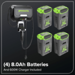 Greenworks 42in 60V CrossoverT Cordless Riding Lawn Tractor with (4) 8.0Ah Batteries & 600W Plug-In Charger - Image 15