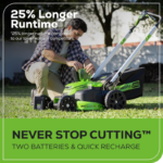 Greenworks 25in 60V Lithium-Ion Self-Propelled Lawn Mower Dual Battery System with (2) 4.0Ah Batteries & Fast Charger - Image 4