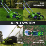 Greenworks 21in 60V Lithium-Ion Self-Propelled Lawn Mower Dual-Blade System with (2) 5.0Ah Batteries & Rapid Charger - Image 7
