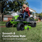 Greenworks 42in 60V CrossoverT Cordless Riding Lawn Tractor with (4) 8.0Ah Batteries & 600W Plug-In Charger - Image 9