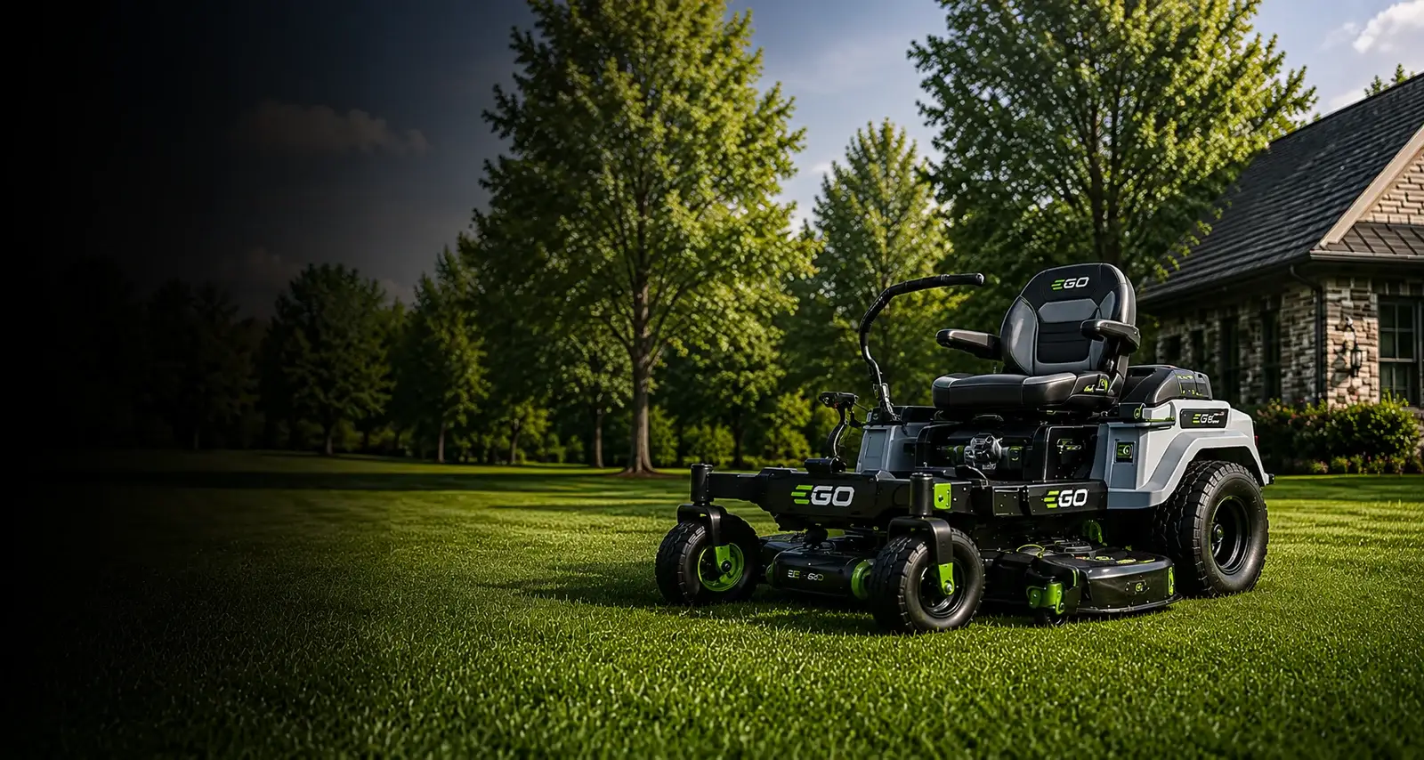Lawn mowers for sale: zero-turn riding mower on a green lawn